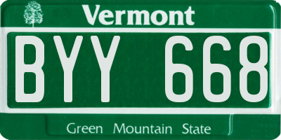 VT license plate BYY668