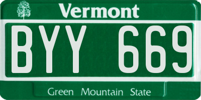 VT license plate BYY669