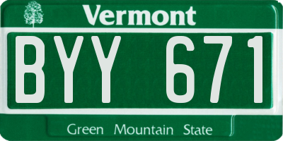 VT license plate BYY671