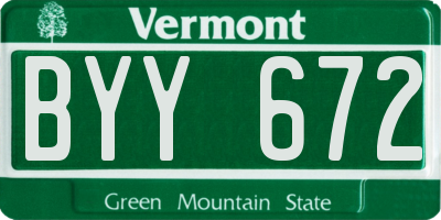 VT license plate BYY672