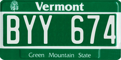 VT license plate BYY674