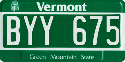 VT license plate BYY675
