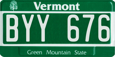 VT license plate BYY676