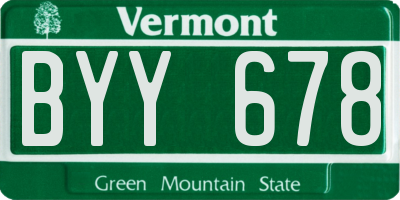 VT license plate BYY678
