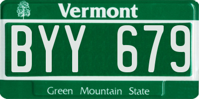 VT license plate BYY679
