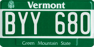 VT license plate BYY680