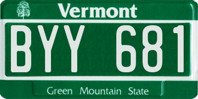 VT license plate BYY681
