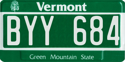 VT license plate BYY684
