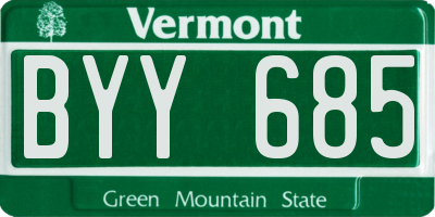 VT license plate BYY685