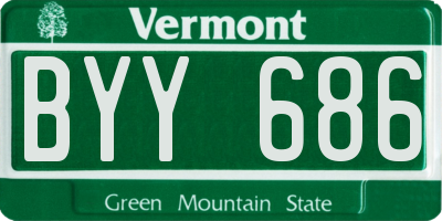VT license plate BYY686