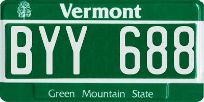 VT license plate BYY688