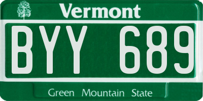 VT license plate BYY689