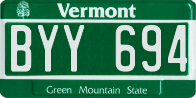 VT license plate BYY694