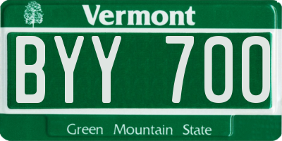VT license plate BYY700