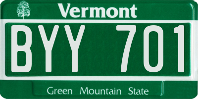 VT license plate BYY701