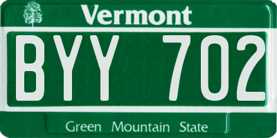 VT license plate BYY702