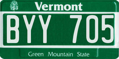 VT license plate BYY705