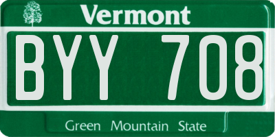 VT license plate BYY708
