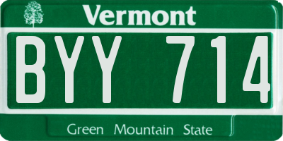 VT license plate BYY714