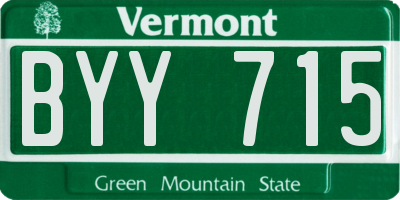 VT license plate BYY715