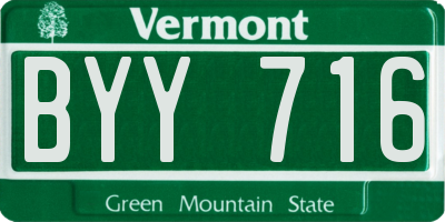 VT license plate BYY716