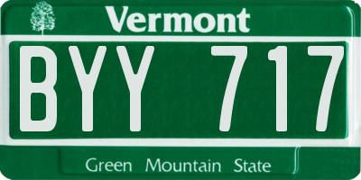 VT license plate BYY717