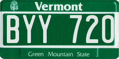 VT license plate BYY720