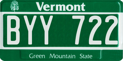 VT license plate BYY722