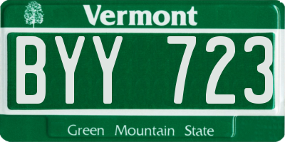 VT license plate BYY723