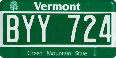 VT license plate BYY724