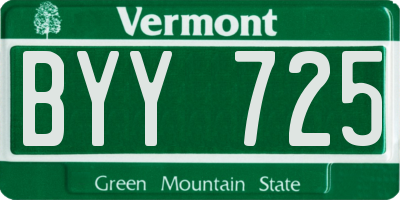 VT license plate BYY725