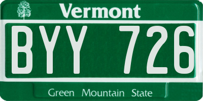 VT license plate BYY726