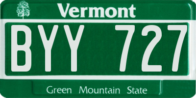 VT license plate BYY727