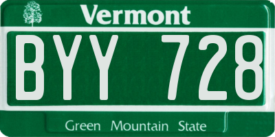 VT license plate BYY728
