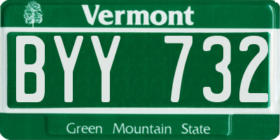 VT license plate BYY732