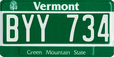 VT license plate BYY734