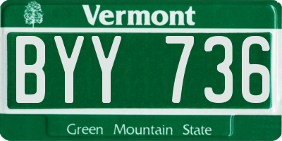 VT license plate BYY736