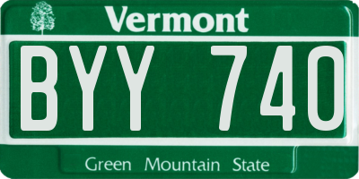 VT license plate BYY740
