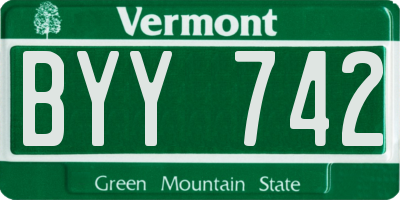 VT license plate BYY742