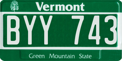 VT license plate BYY743