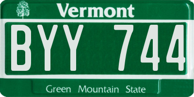VT license plate BYY744