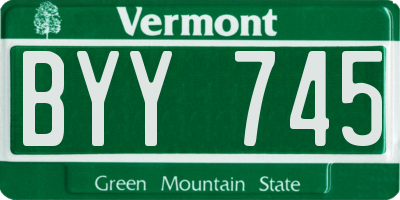 VT license plate BYY745
