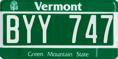 VT license plate BYY747