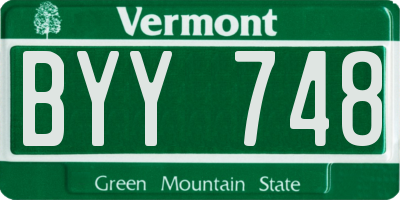 VT license plate BYY748