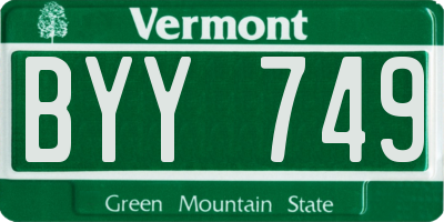 VT license plate BYY749