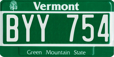 VT license plate BYY754