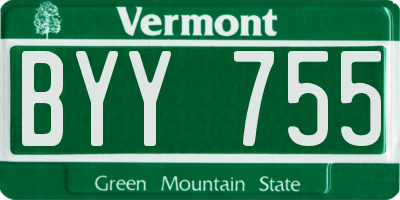 VT license plate BYY755