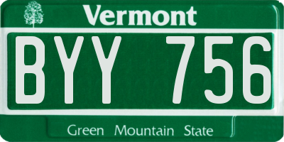 VT license plate BYY756