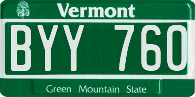 VT license plate BYY760
