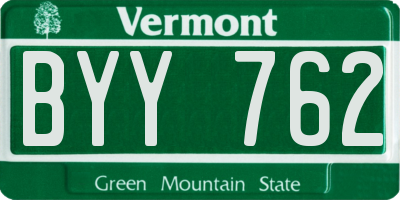 VT license plate BYY762